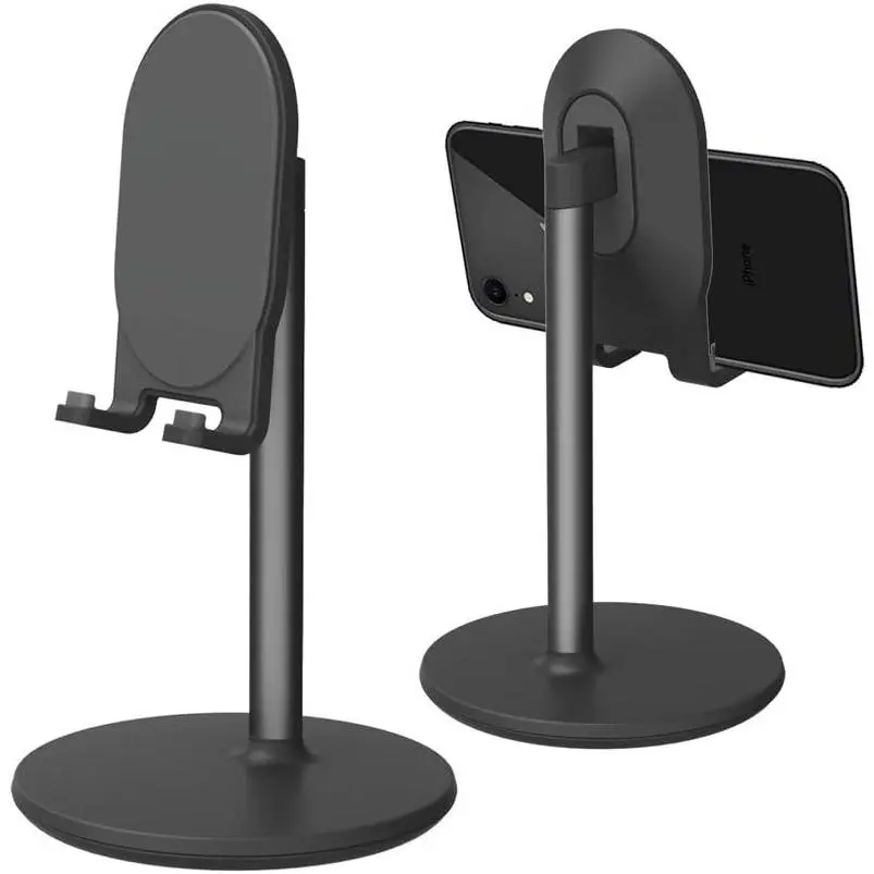 Phone Stand for Desk, Adjustable Cell Phone Holder for Desk, Compatible with 4"-12.9" Phones/Tablet//iPad/ (Black)