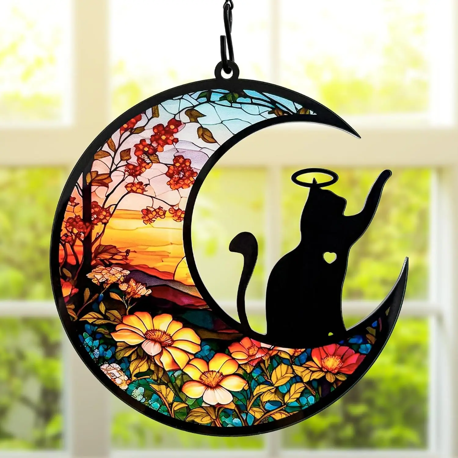 Cat Memorial Suncatcher for Windows Memorial Ornament, Pet Sympathy Gift to Memorialize the Loss, Cat Sun Catchers with Personalized Decorations in Loving Memory for Loss Cat