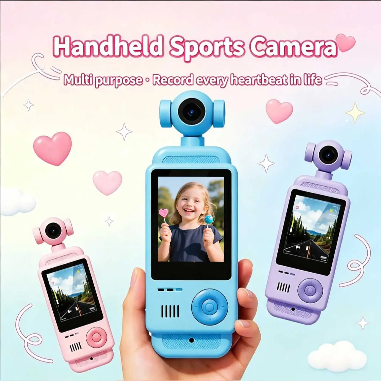 Kids Handheld Camera, Digital Video Camera with Memory Card, Vlogging Video Camcorder for Childrens Gift