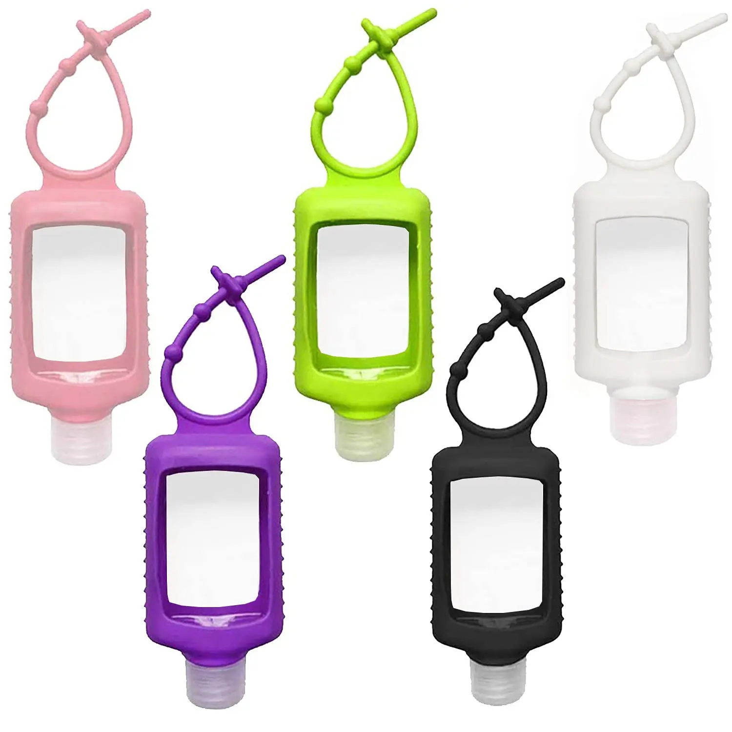 5 Pack 2 oz Travel Size Empty Hand Sanitizer Bottles with Keychain, RefillableGift