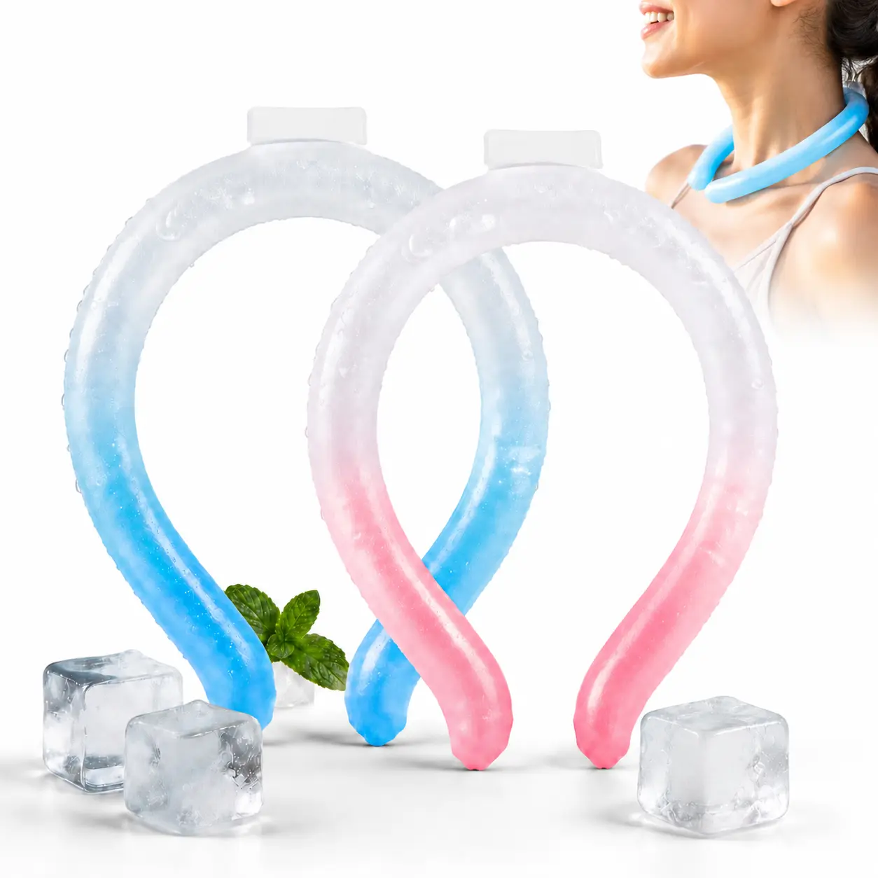Neck Cooling Tube, Reusable Wearable Ice Ring for Outdoor Sports, Summer Heat Relief, Lightweight Neck Cooler for Men Women, Hot Weather Essential, Long-Lasting Body Cooling Products, Neck Coolers Cold Neck Ring, Ice Packs, Cooling Pads, Ice Compress