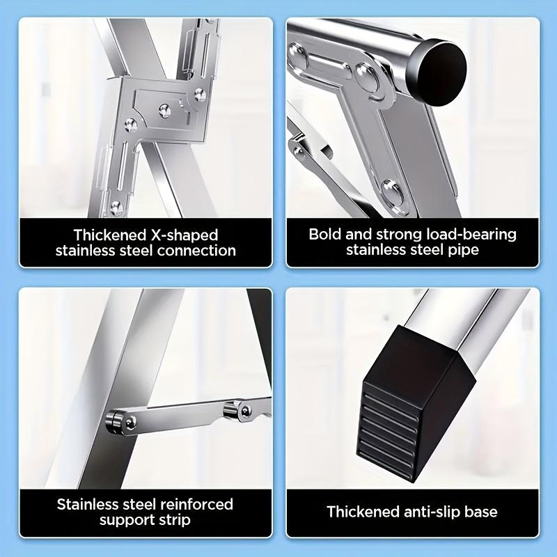 Foldable Metal Clothes Drying Rack, Adjustable Three Rod, with Space-Saving Storage, for Indoor And Outdoor,for Clothes, Blankets And Bedding, Laundry