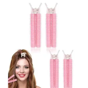 4Pcs Pink air Rollers wit Clip,Portable air Volume Clip, Volumizing air Root Clips, Bangs Curler DIY, Styling Accessories, Self Grip Root, Rollers