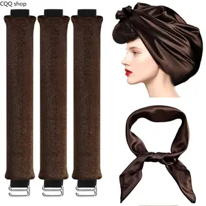 2026 4-in-1 Velvet Heatless Hair Curler Set, No-Heat Curling Rod with Silk Scarf, Overnight Curling Kit for Long Medium Hair, Perfect for Big Curls & Damage-Free Styling