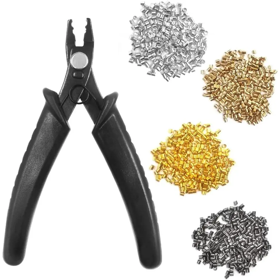 Crimping Pliers & 1000 count Tube Crimp Beads (4 Colors) for Beading Bracelets Necklaces - Secure Crimps, Easy  Making & Repair Tool Set