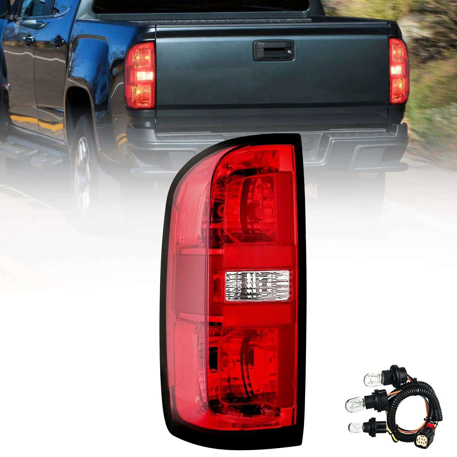 Nilight OE-Style Driver-Side Rear Lamp Replacement Taillight Assembly for 2015-2022 Chevy Colorado, Iron Construction, Waterproof, Includes Bulbs, Plug-In Install, Lighting Boost, 1 Size