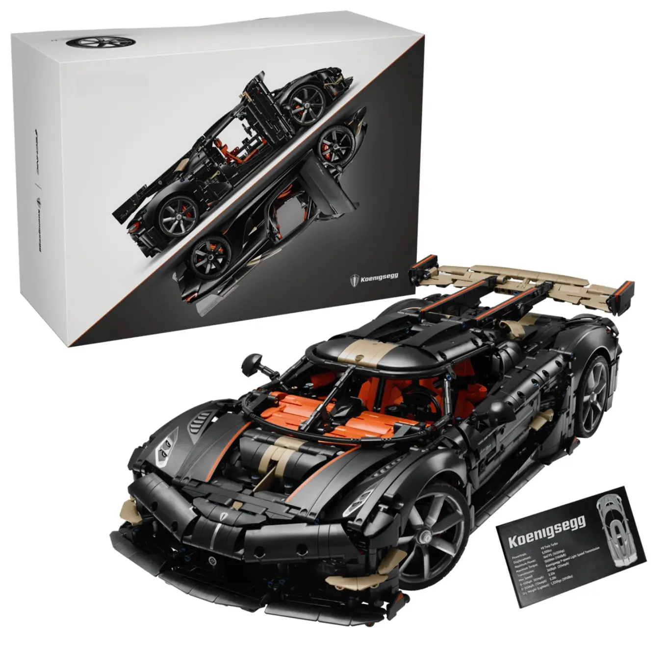 Koenigsegg Sadair's Spear 42232 Hypercar Building Blocks, Ghost Mode Function, Adult Collectible Model, Working V8 Engine & Triplex Suspension
