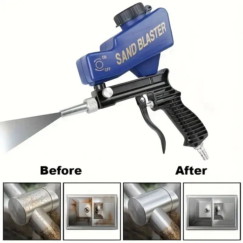 Small Portable Handheld Pneumatic Sandblasting Gun for Surface Cleaning and Etching, Light Compact Durable Air Blaster for Industrial and DIY Projects