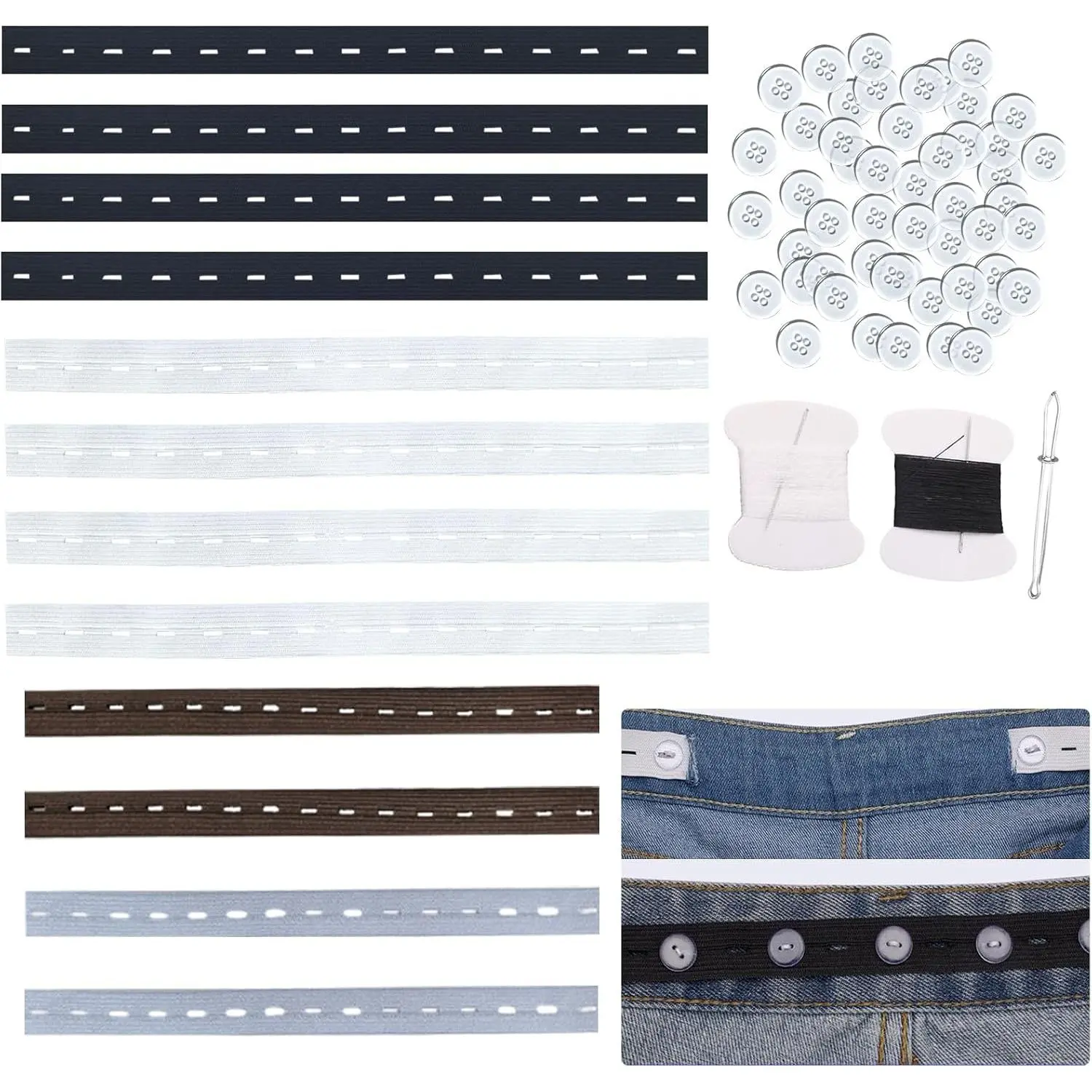 12 count  Tightener for Pants Women Loose Jeans Adjustable Elastic Jeans Button Tightener for  Tightener,Button Holes Pants  Extender Elastic  Extenders for Pants Women Men