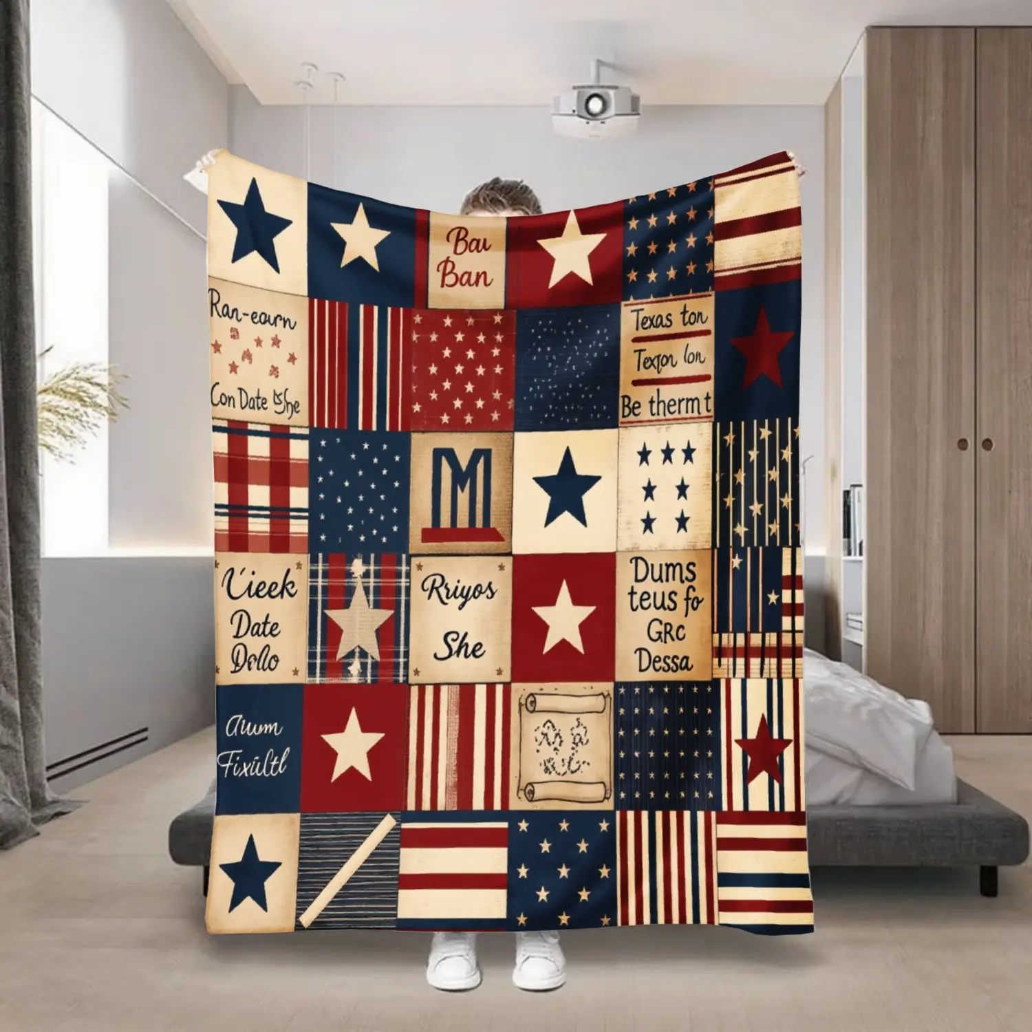 A Flannel Blanket Featuring A Patriotic Star Design, Ideal For Use On Couches, Beds, Vehicles, Or Rvs; Also Excellent For Travel And Camping. Perfect For Any Season And Makes A Wonderful Gift