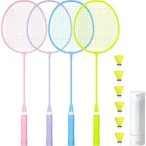 Badminton Rackets Set, Lightweight Badminton Set Includ 4/6 PCS Rackets, 6 Birdies, Outdoor Backyard Games, Racquets for Adults, Teens, Family Beginner