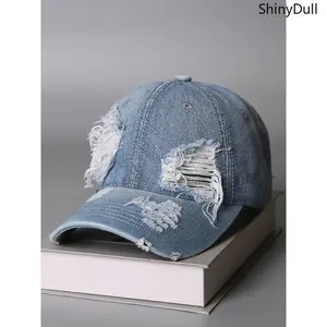 Denim Baseball Cap, Vintage Distressed Washed Hat for Women and Men, Adjustable Ripped Street Style Snapback for Outdoor Wear, Hats For Women