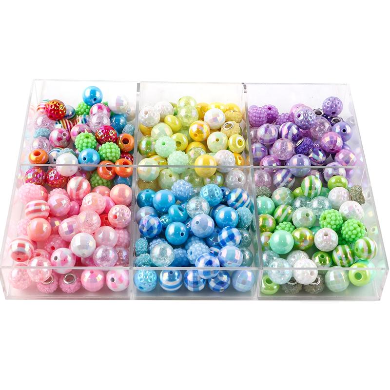 45pcs Acrylic Beads Box Set, Striped Cracked Grid Rose Pearl Spacers, DIY Jewelry Making Supplies for Bracelets & Keychains, DIY Mix Beads