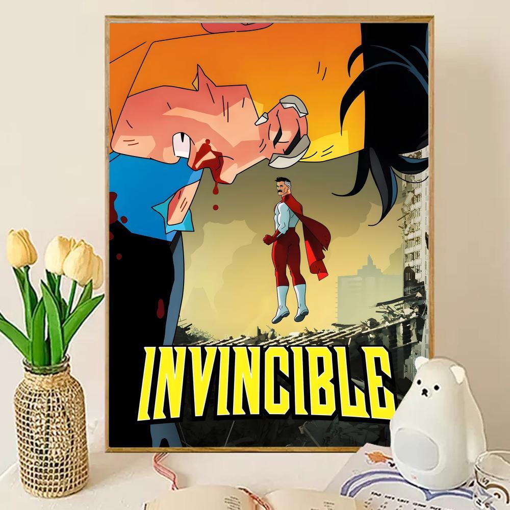 Invincible Cartoon Poster - Superhero Action Waterproof Wall Art, High ...