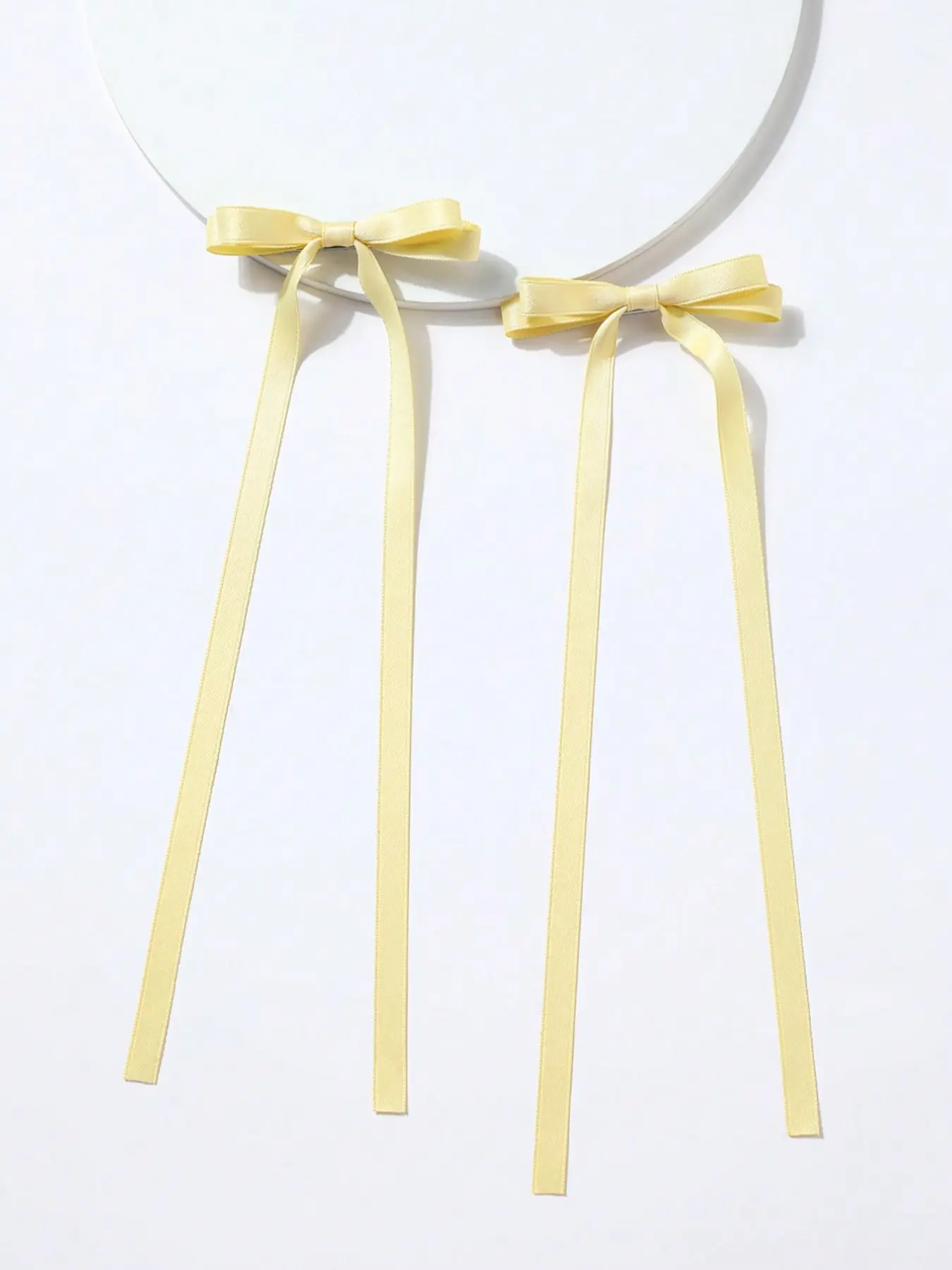 2 Pcs Long Ribbon Fairy Bow Hair Clips, Fashionable Cute Women's Hair Accessories, Suitable for Daily Wear, Various Occasions