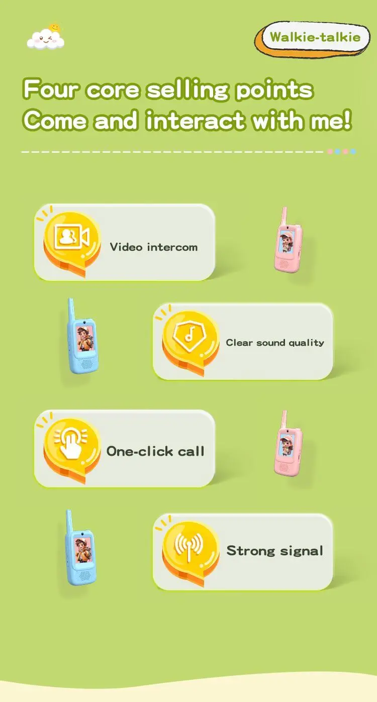 PAXA Video Walkie Talkies for Kids, Handheld 2 Pack Rechargeable Video Intercom Kids Walkies Talkies, Indoor Outdoor Toys for Family Games, Outside, Camping, Hiking for Boys Girls Ages 3-12, Christmas gift, Birthday gift, New year gift