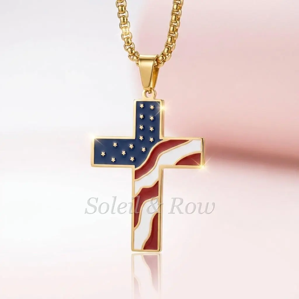 Flag Cross Necklace