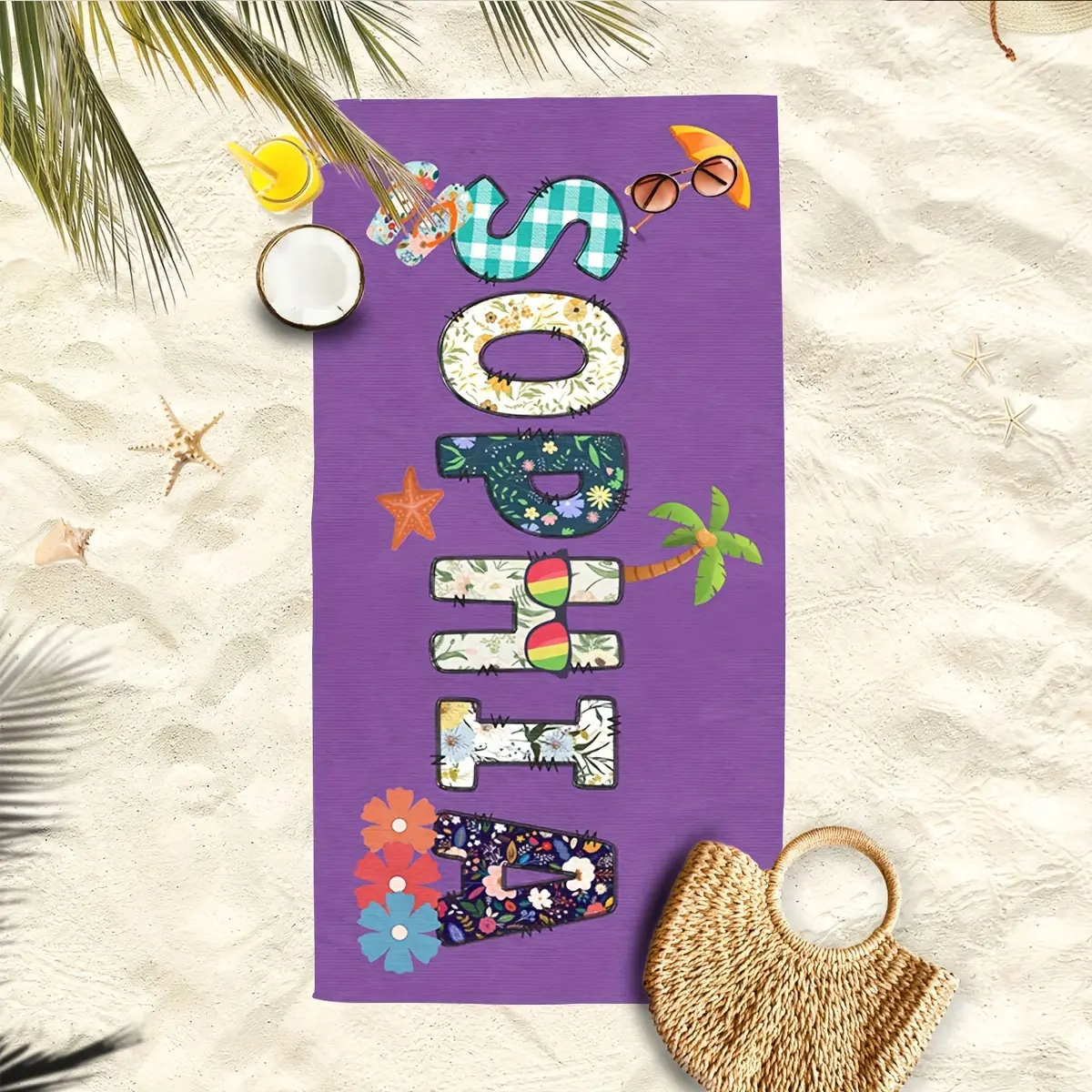 Customized Soft Microfiber Beach Towels - Personalized Name Towels for Men and Women, Quick-Drying, Lightweight, Water Absorbent, Ideal for Swimming, Summer Outdoor Activities (Home & Bathroom Supplies)