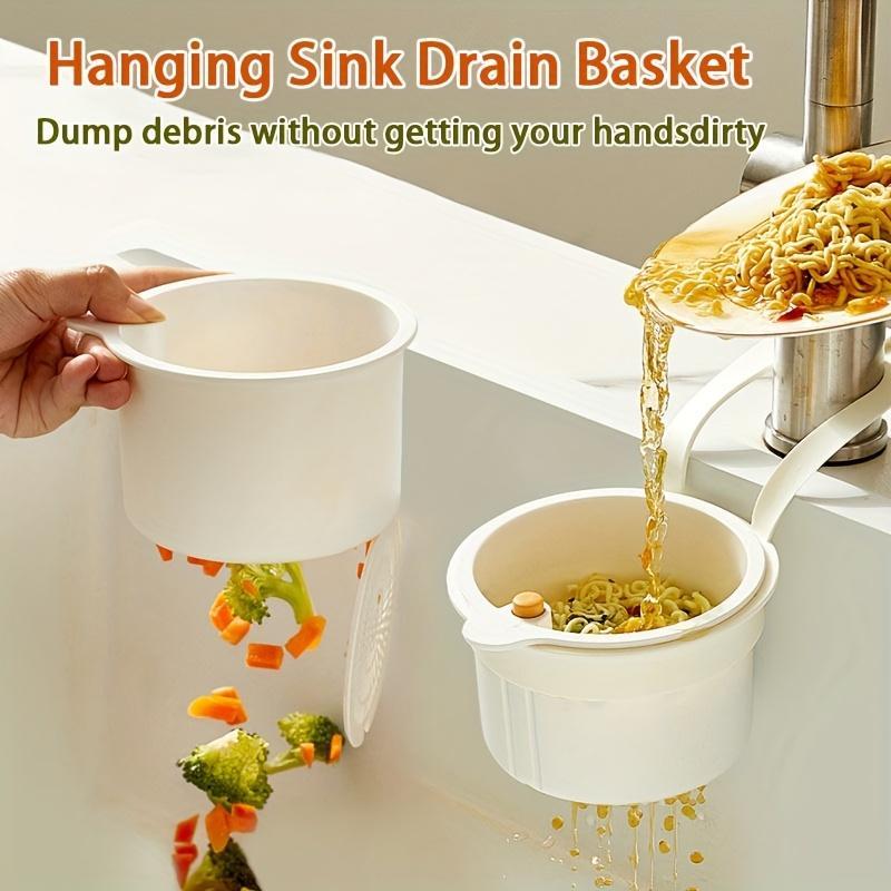One-Touch Press-Type Drainer Basket, Strainer Basket, Food Residue Filter, Sink Drain, Kitchen Plant Stand, Detachable, Sponge, Cloth, Soap Drain for Kitchen & Bathroom, Kitchen Accessories