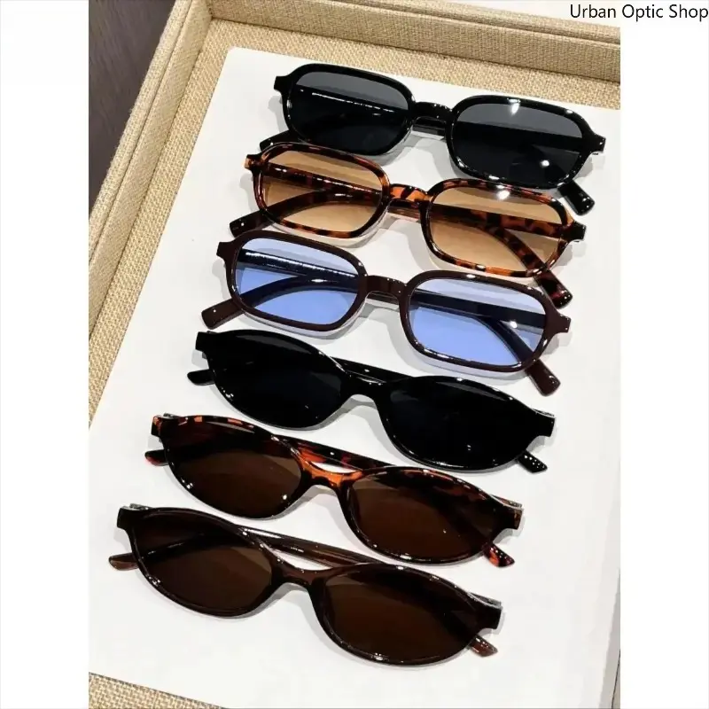 Men's Sunglasses, 6-Pair Vintage Small-Frame Shades with UV Protection for Casual Beach Wear & Birthday Gifts, Everyday, Sunglasses Set, Trendy Frames Sunglasses, Vintage Retro