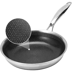 8 Inch Tri-Ply Stainless Steel Hybrid Frying Pan, Ceramic Nonstick Skillet, Induction & Oven Safe 600°F, PFAS/PFOA Free Professional Clad Cookware