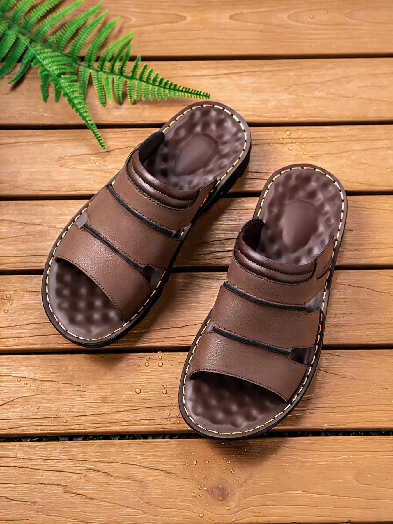 Classic Men's Slip-On Sandals, Multi-Strap Design for Support and Flexibility, Ideal for Outdoor Adventures, Travel, or Casual Office Use