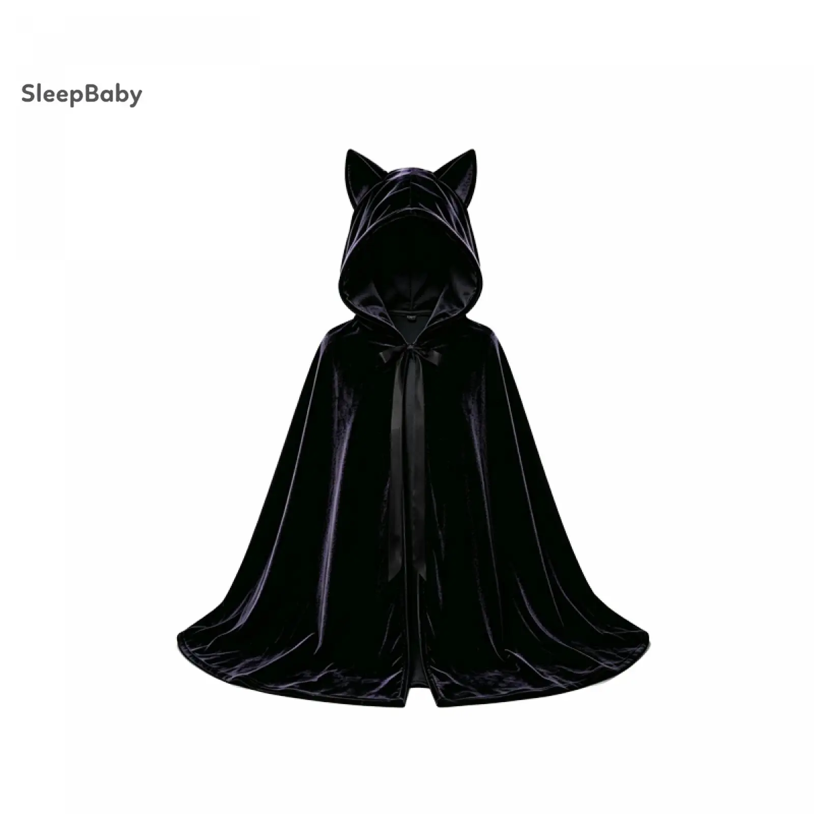 Halloween Velvet Cape 3D Cat Ears Decor Gothic Devil Cloak for Cosplay