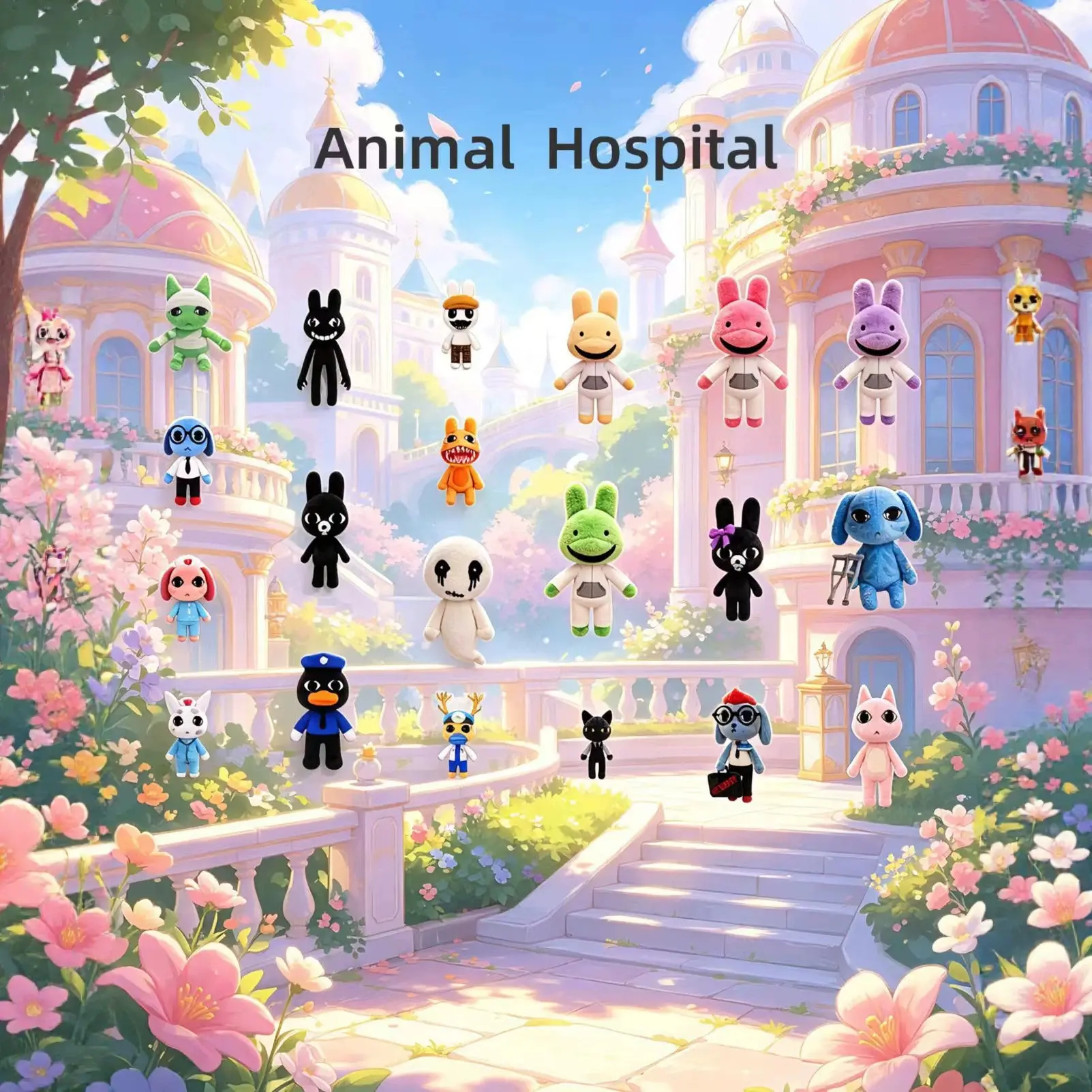 New Animal Hospital Game Plush Dolls, Multiple Characters Stuffed Animal Plush Toy, Soft PP Cotton Plush for Gifts.