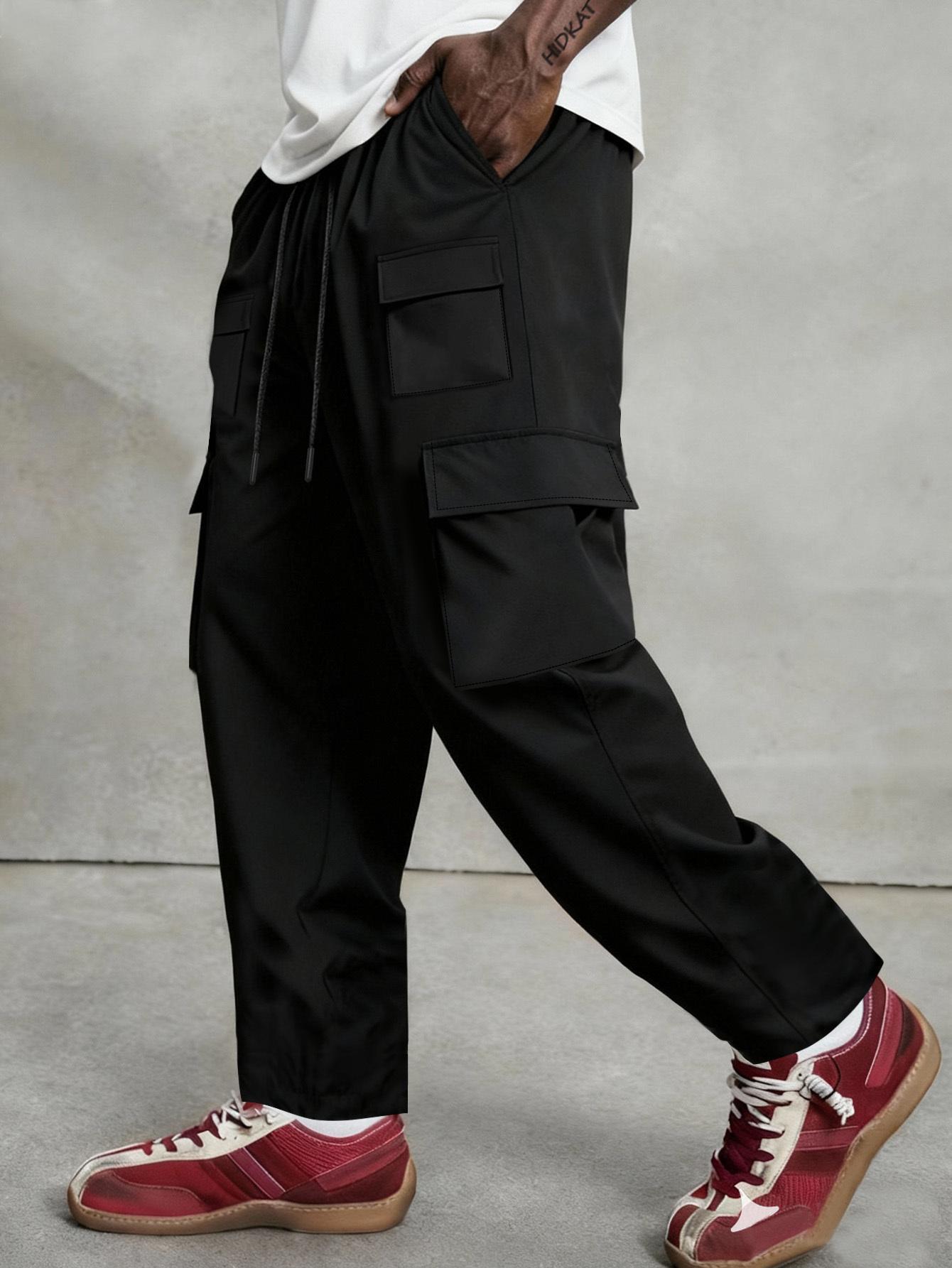 Men's Cargo Pants, Men's Casual Cargo Trousers, Men's Lightweight Breathable Pants, Men's Elastic Waist Cargo Pants, Men's Streetwear Cargo Pants