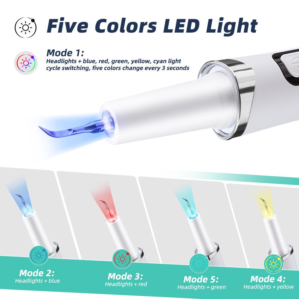 Electric Tooth Cleaner with LED Light, 4 Modes Teeth Cleaning Tool , With 2 Cleaning Heads, Oral Care Teeth Cleaning Tool USB Rechargeable Teeth Cleaning Machine