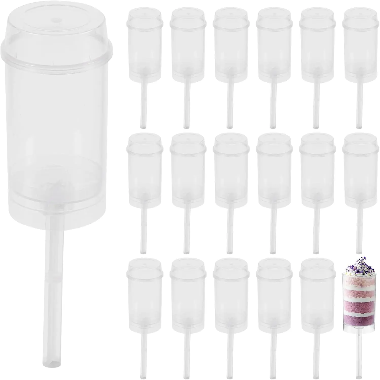 30Pack Cake Push up Pop Containers,Plastic Push up Cake Pop Container Plastic Cake Push up Pop Container with Lid for Cake, Ice Cream, Dessert, Jelly, Wedding Birthday Party