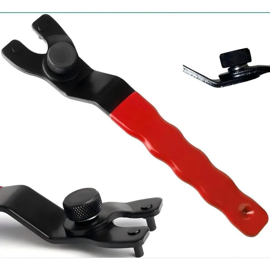 Adjustable Carbon Steel Pin Wrench - 7.5" Long Grinding Wrench for Angle Grinders, Polishing Machines, Grinding Tasks, Tightening Nut (1, Red)