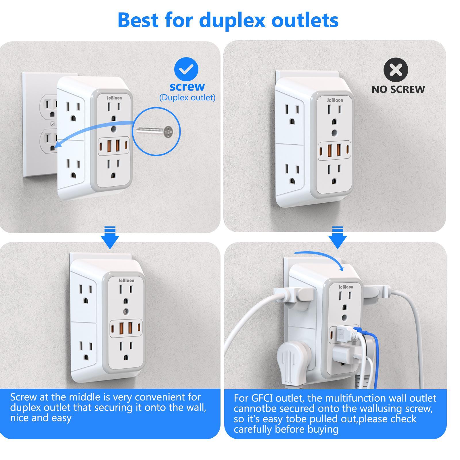 JcBlaon 6-Outlet Surge Protector Wall Charger USB Power Outlet with 4 USB Ports, Multi-Plug Adapter for Home, Office and Travel, Wall Outlet Extender #TOP PICKS
