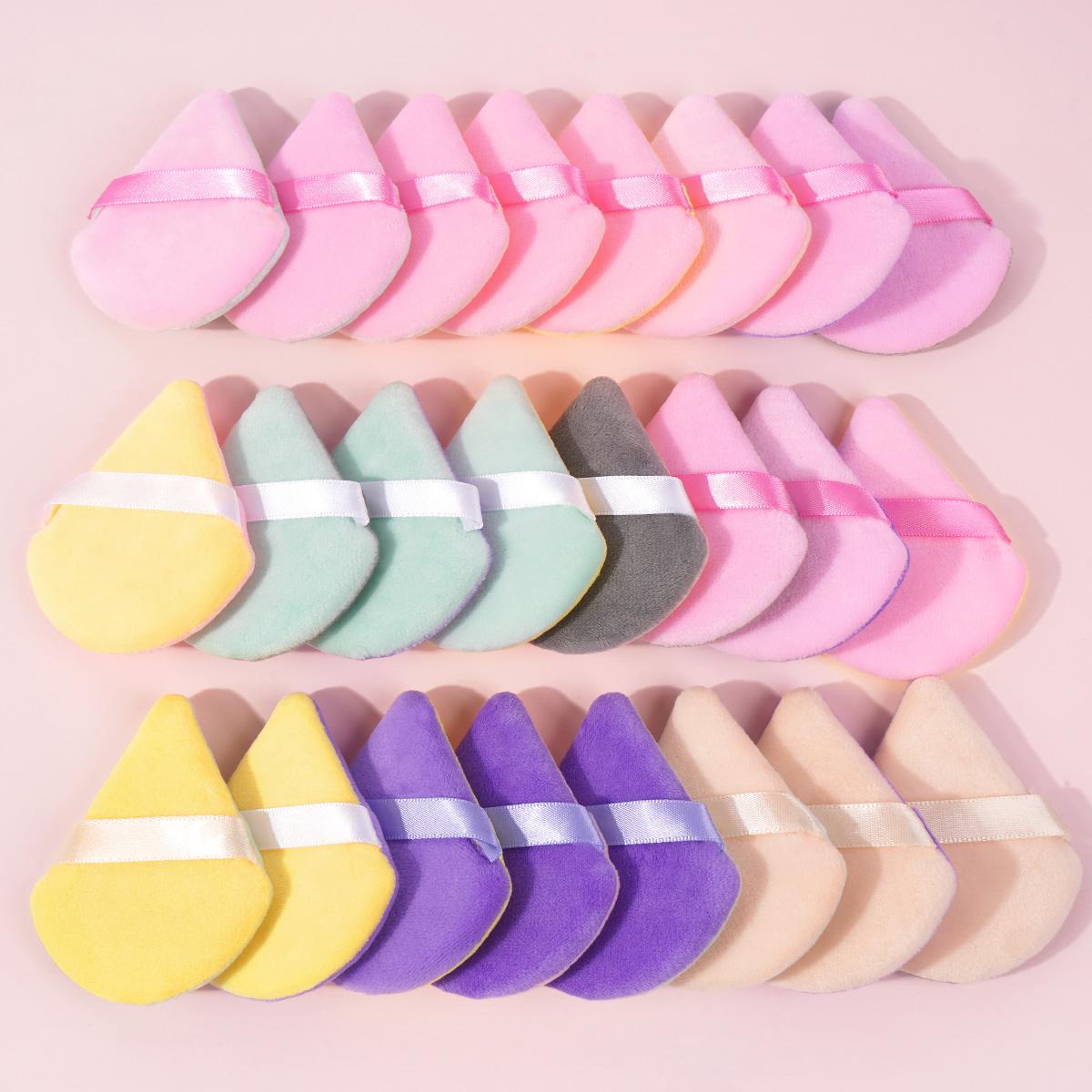 Mixed Color Triangle Powder Puff, 24pcs/set Soft Velvet Blender Puff for Liquid Foundation Cream Loose Powder, Cosmetics Blending Makeup Tool for Beauty, Blending Beauty Sponge