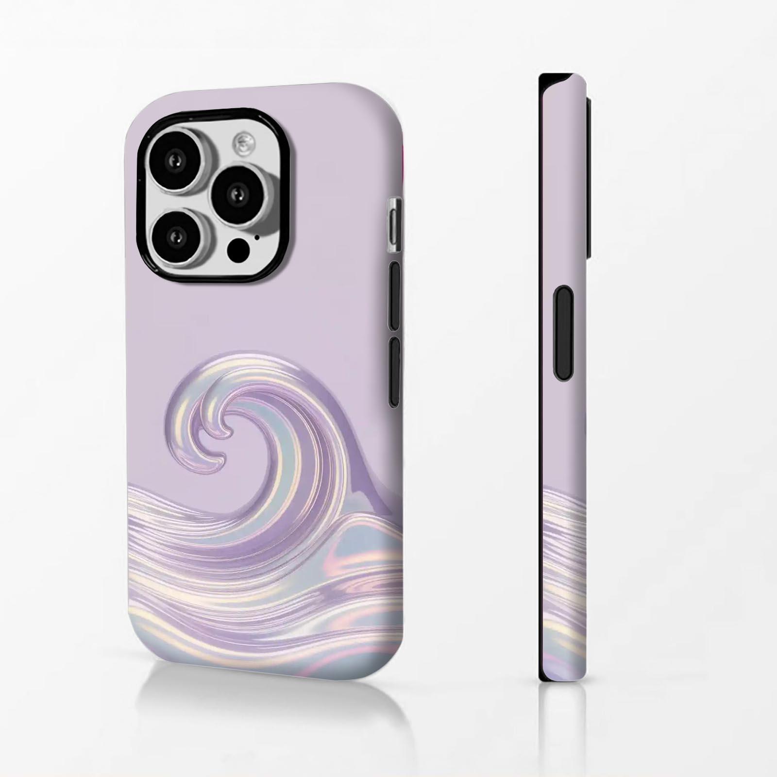 Purple, wave, iridescent Soft And Hard Two-In-One Film Printed Full Pattern Case For IPhone 16 15 14 13 1211 Pro Max Plus Phone Case
