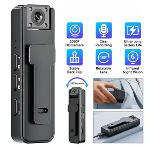1080P HD Body Worn Camera, Mini Body Camera HD 1080P Portable Video Recorder with 180° Rotatable Lens Wearable Camcorder with Night Vision Police Body, Back Clip for Traveling, Delivery Man, Lecture Recording, Serving Jobs