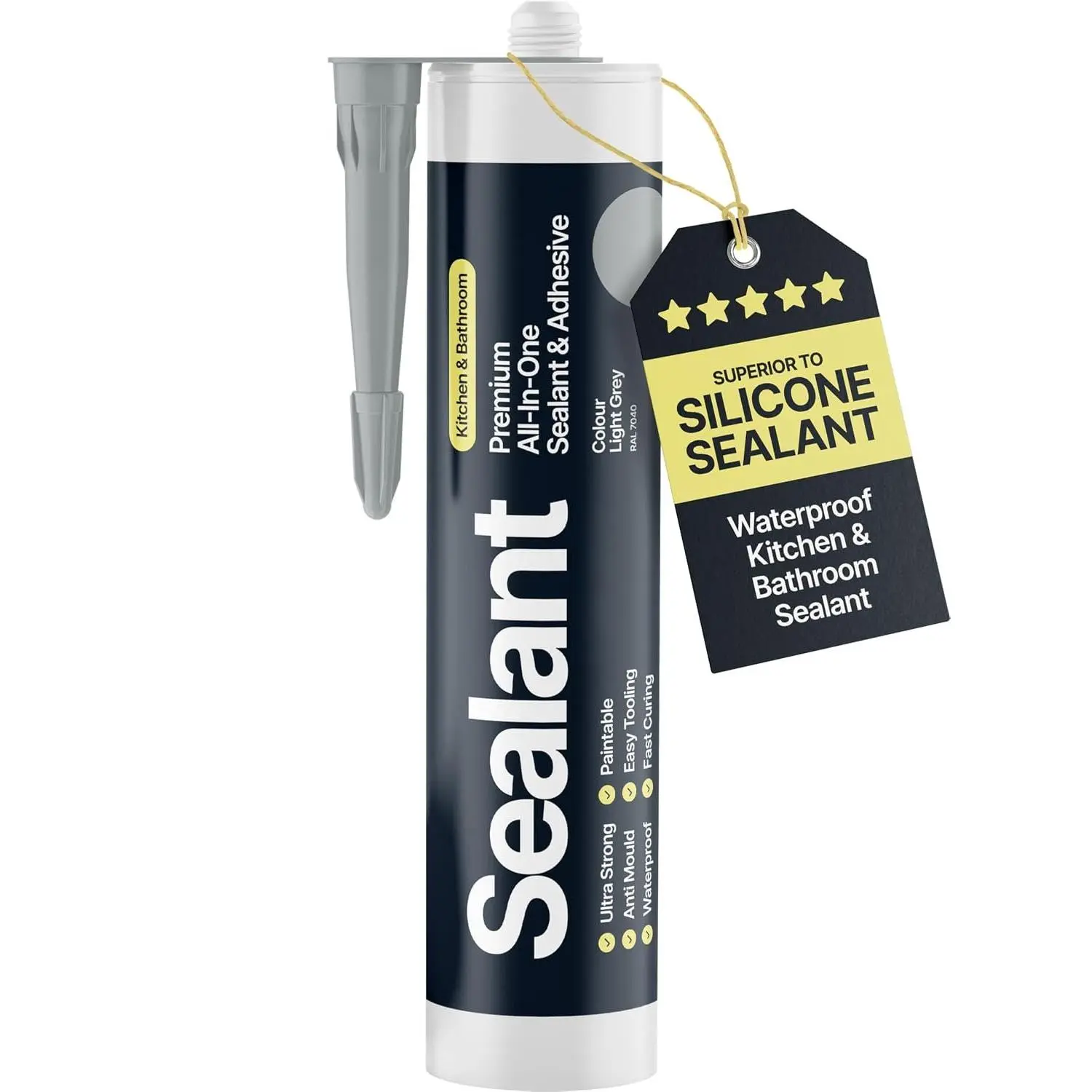 Light Gray Hybrid Polymer Caulk Adhesive Sealant Tube - 300ml 1 Pack, Odorless, Paintable, Ideal for Bathtub, Shower, Multiple Surfaces in Kitchen & Bathroom