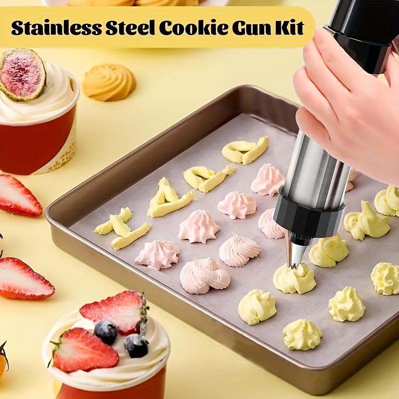 22Pcs cookie press extruder, cream piping gun, piping nozzle for molten beans, baking tools, including 13pcs pattern disc + 8pcs piping nozzle + 1pc press gun, essential kitchen tools for Christmas and Valentine's Day baking, no electricity required,