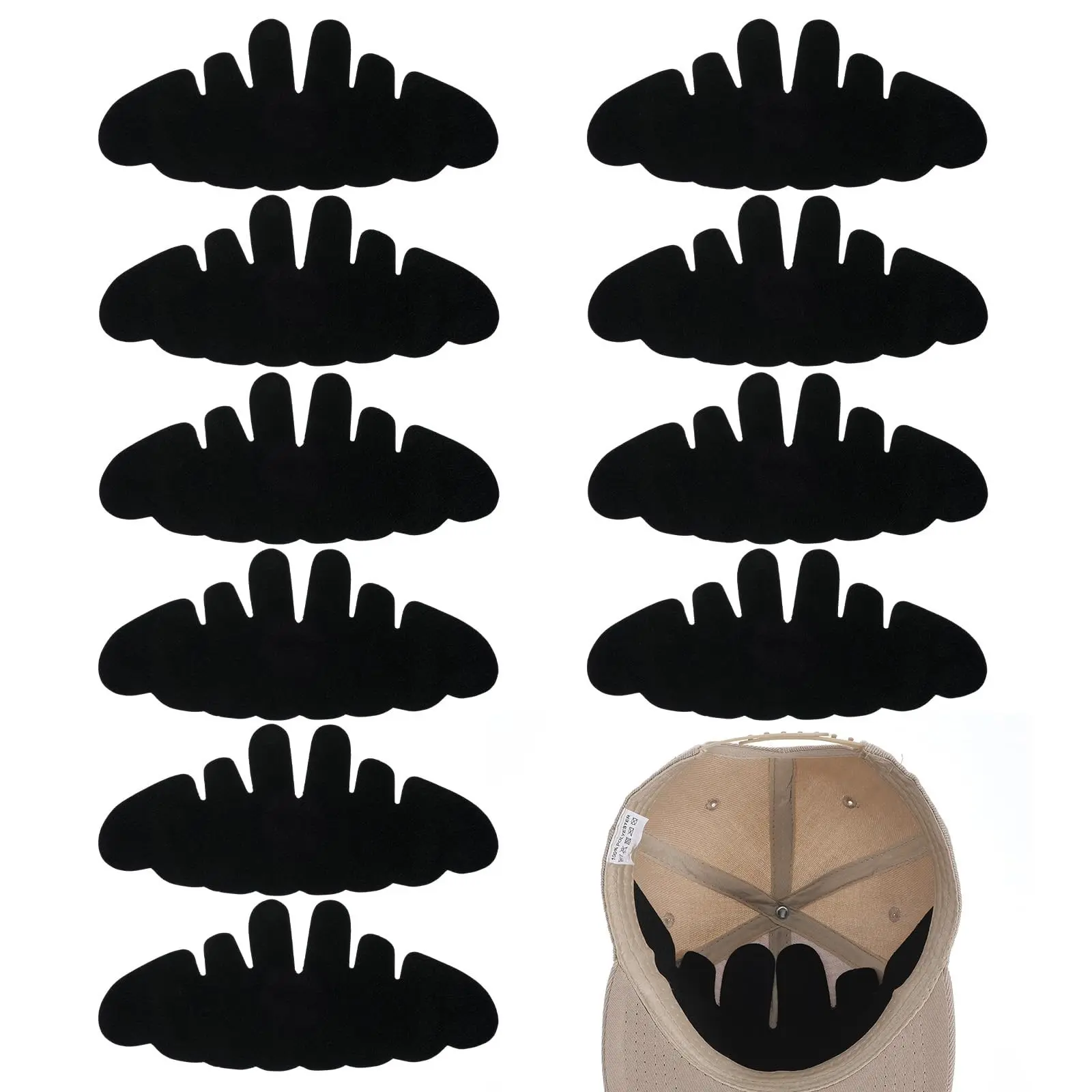 Hat Liner Pads Sweat Stain Guards 10-Pack Absorbent Self-Adhesive Anti-Stain Cap Protectors Minimalist for Baseball Caps Outdoor Sports