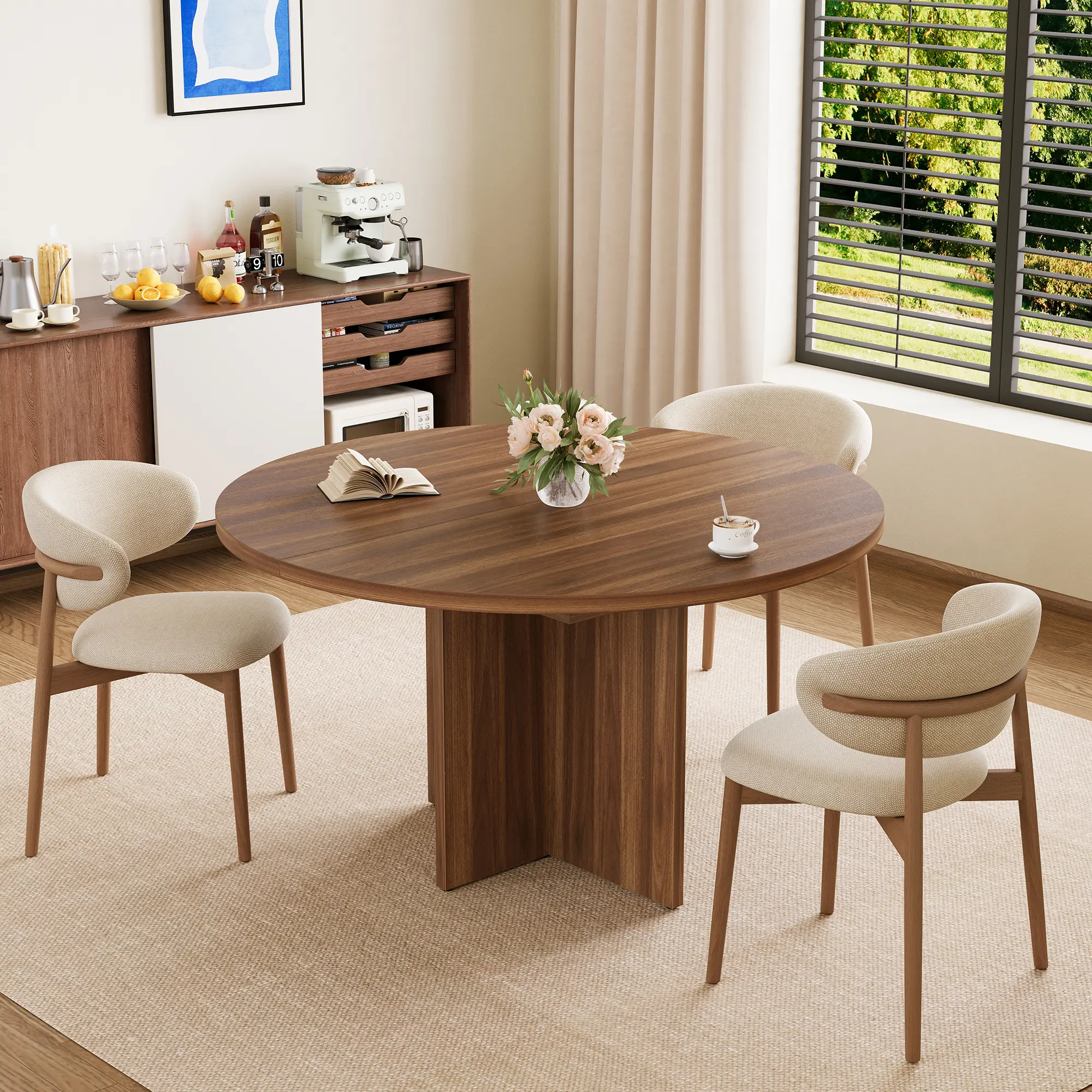 Space-Saving Extendable Oval Dining Table – Modern Design, Removable Leaves, Seats 4-8, Sturdy Construction, Ideal for Kitchen, Dining or Living Room – Black or Natural Finish