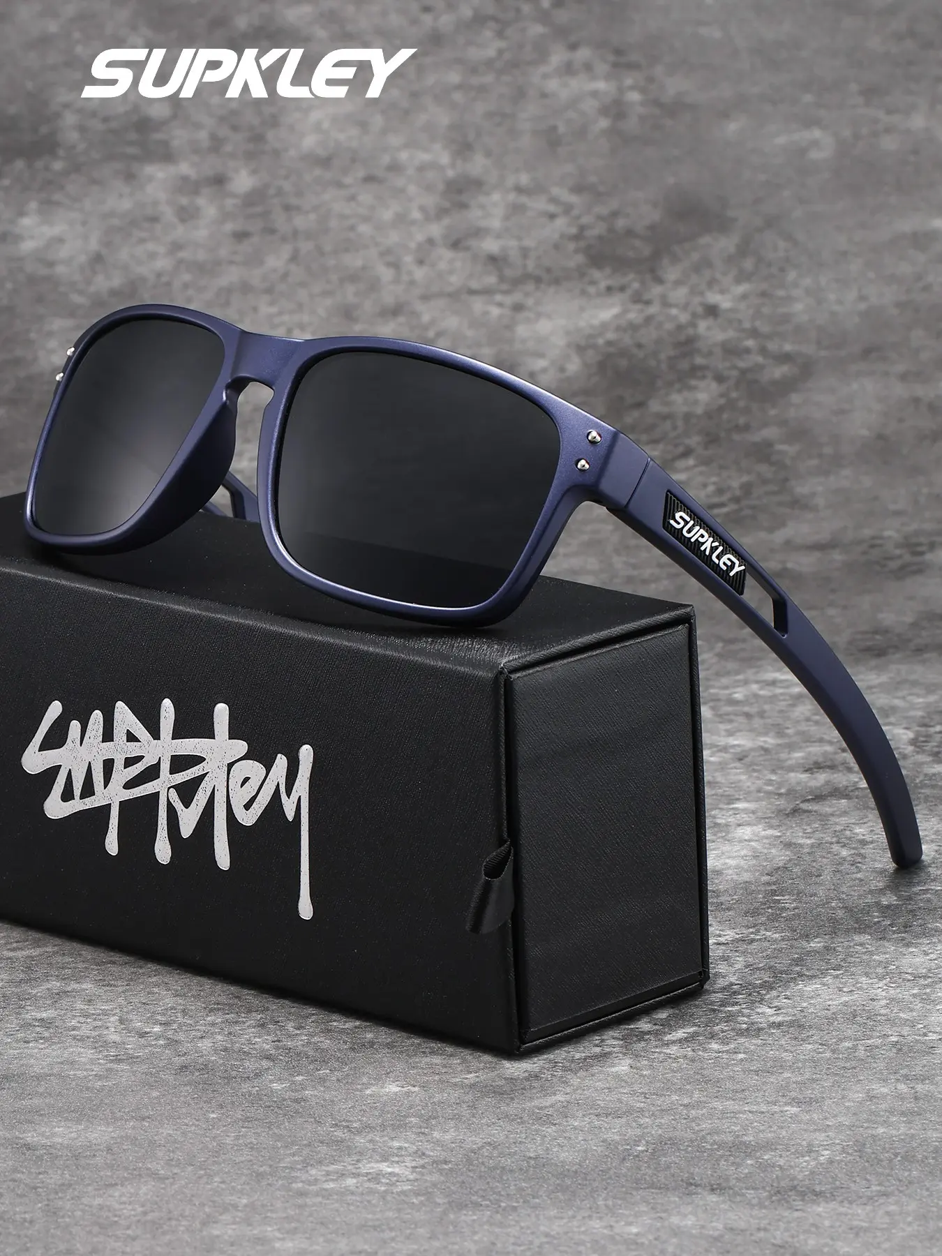SUPKLEY Square Sunglasses Men Polarized Lens UV400 Protection Professional Eyewear for Daily Wear