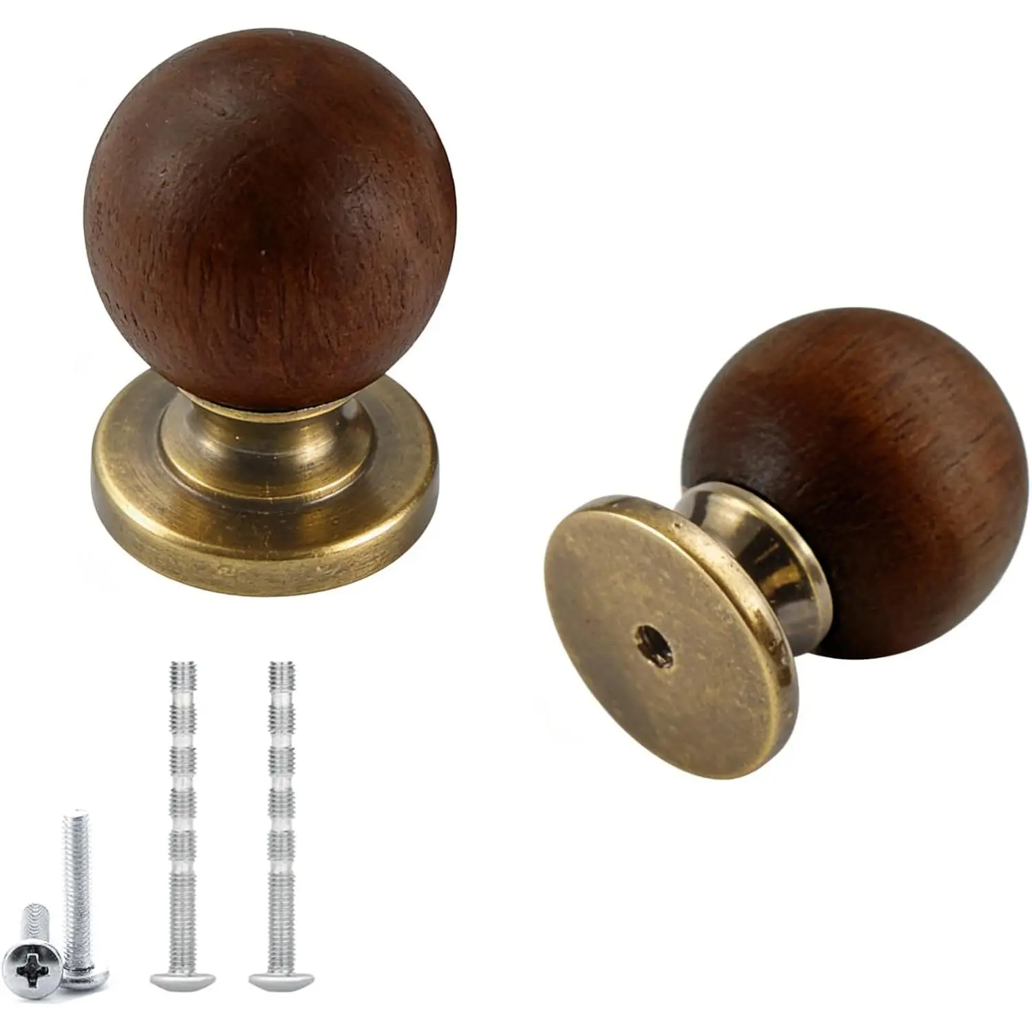 Antique Brass Cabinet Pulls:  Retro Hardware for Drawers | Zinc Alloy & Brass Handles,Elegant Spherical Design, 2 Screw Sizes for Install, Fits Kitchen Cabinet Cupboard Dresser