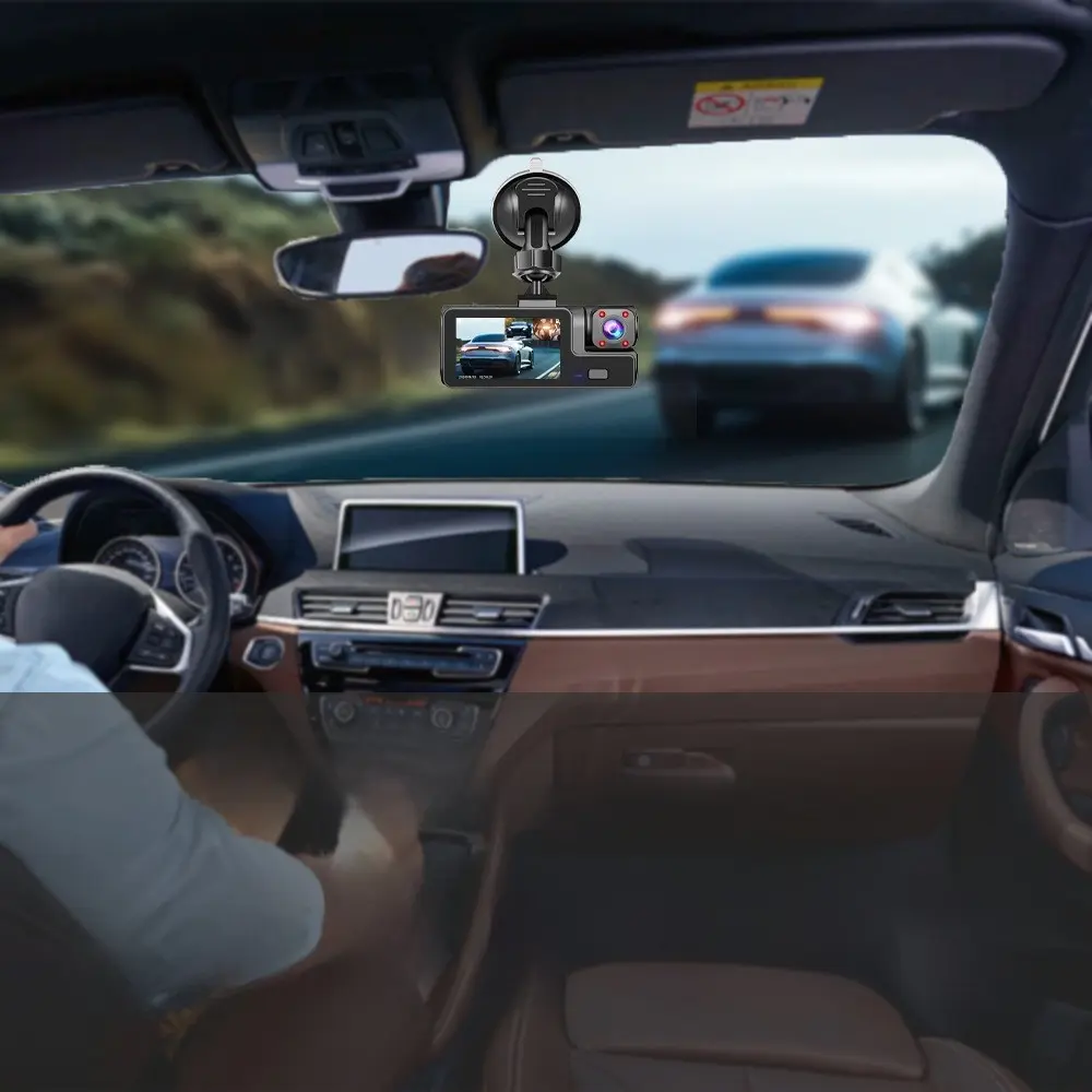 A22 Triple Lens WiFi Motorcycle Dash Cam 1080P Loop Recording 3-Channel Night Vision
