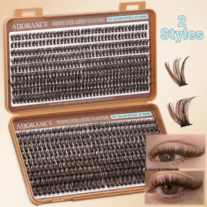 ADORANCE Brown Lash Clusters 648PCS D Curl Eyelash Extensions 10-18mm Mixed Length, 60D+100D Volume Natural Wispy Fluffy Individual Lash Clusters DIY at Home, Soft Band Lightweight Salon Look