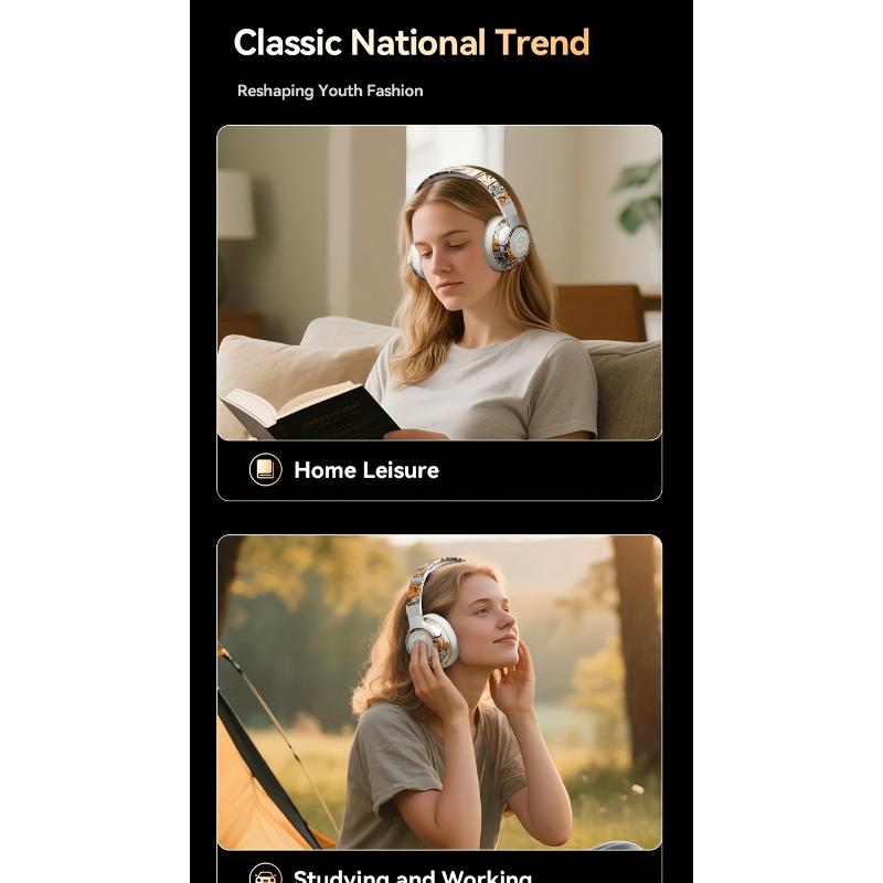 Wireless Gaming Headsets, 5.3 Generation, Wireless 360° Stereo, Light Folding Design, Noise-cancelling Microphone, Type-C Charging & USB-C Interface, Clear Call Music, Sports Music Compatible, Wireless Gaming Headset