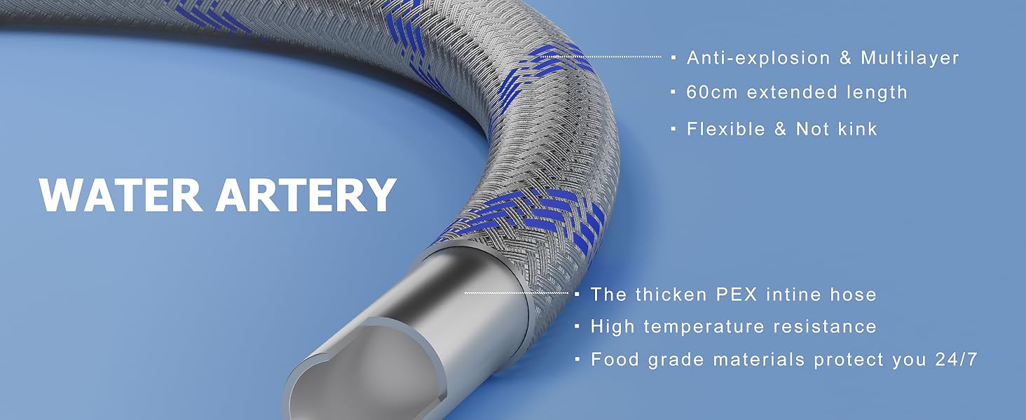 SSREEZNX Waterfall Faucets Brushed Nickel, Sink Faucet 3 Hole, Widespread Sink Faucet with Pop-up Drain and Line for