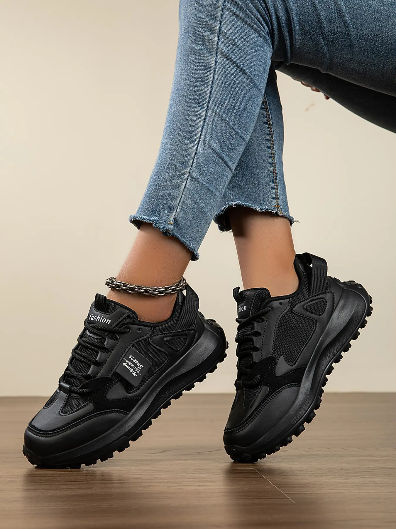 Women's Thick Sole Dad Shoes, Breathable Mesh Laces, Height Boost, Anti-Slip Durable Rubber Bottom, Casual Streetwear, Lightweight Comfort