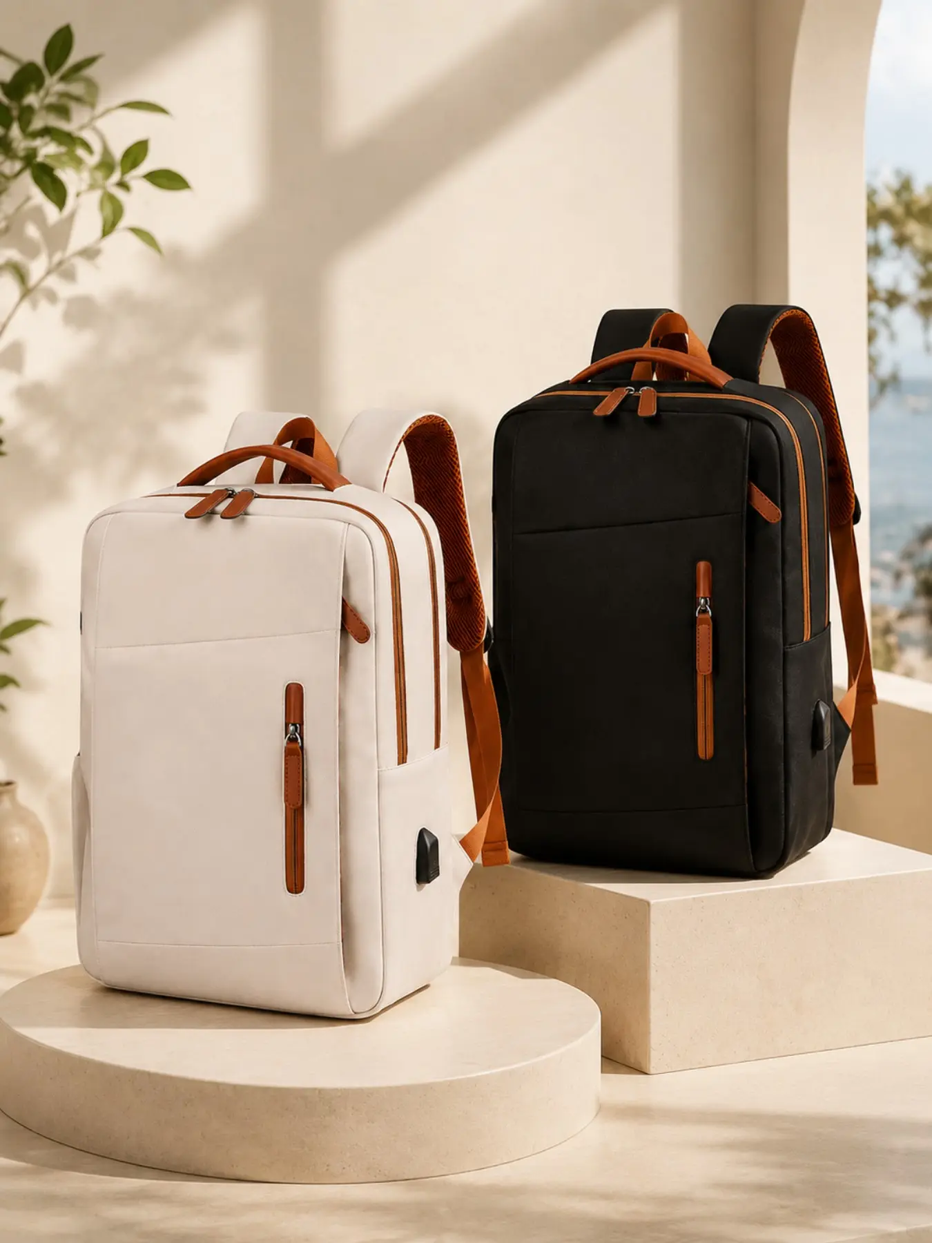Smart Business Laptop Backpack with USB Charging Port - Large Capacity & Multi-Pocket Organizer for Commute, School & Travel