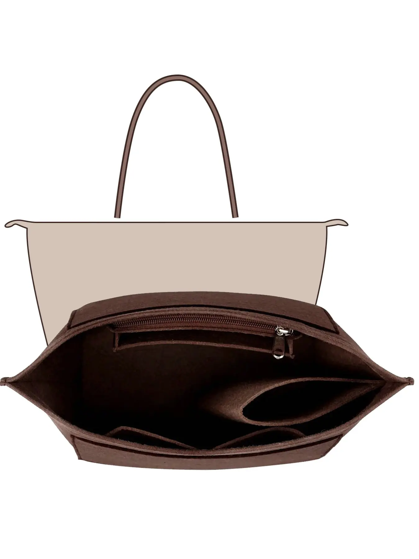 2026 New Handbag Organizer Insert, Large Purse Bag Organizer for Foldable Handle bag, Compatible with Large Tote Handbags, Purse Insert for other handbags, Purse Organizer Liner Perfectly compatible with Large Handbags or Tote Bag