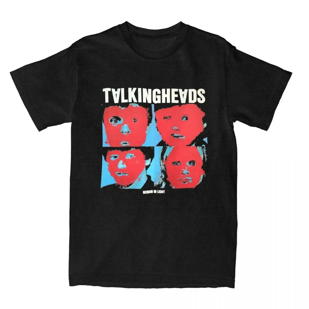 Unisex Rock Talking Heads Remain In Light Band Short-Sleeve Polyester-Cotton T-Shirt, Menswear Casual Fitness Breathable Streetwear Top, Shortsleeve, Round Neck, Soft, Cotton-Polyester, Hand Wash Safe, 22679Mianhf